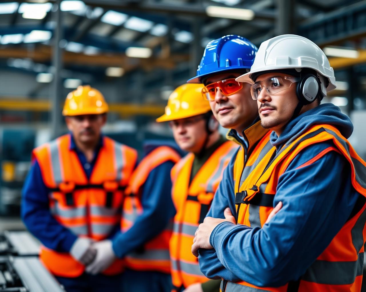 Trabajadores colombianos con EPP en ambiente industrial